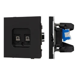Фото #1 товара Механизм компьютерной розетки двойной SCT-TENDO-MPC2-SFPL-BK (RJ-45, CAT6) (Arlight, Матовый черный)