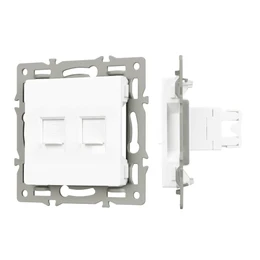 Фото #1 товара Механизм компьютерной розетки двойной SCT-MPC2-PL-WH (RJ-45, CAT6) (Arlight, -)