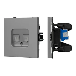 Фото #1 товара Механизм компьютерной розетки двойной SCT-TENDO-MPC2-PL-GR (RJ-45, CAT6) (Arlight, Графитовый)