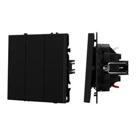 Фото #1 товара Механизм выключателя трехклавишный непроходной SWT-NOBE-MK03-SFPL-BK (230V, 10A) (Arlight, Черный оникс)