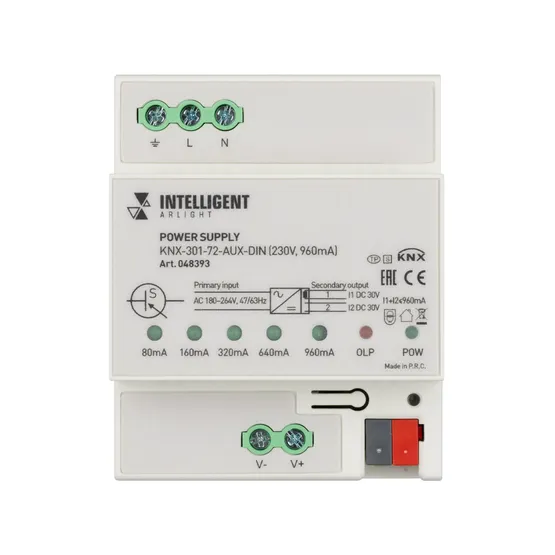 Фото #2 товара INTELLIGENT ARLIGHT Блок питания шины KNX-301-72-AUX-DIN (230V, 960mA) (IARL, IP20 Пластик, 2 года)
