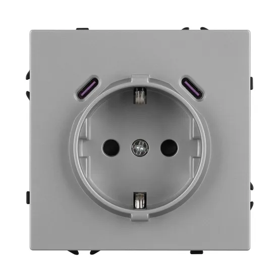 Фото #3 товара ARL NOBE Розетка зк со шторками с USB тип C+С софт-тач никель SCT-MUCC-SFPL-IS (250V, 16A) (Arlight, -)