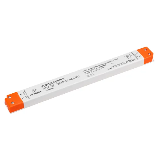 Фото товара Блок питания ARV-SP-12060-SLIM-PFC (12V, 5A, 60W) (Arlight, IP20 Пластик, 5 лет)