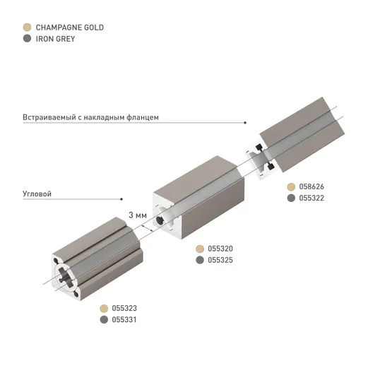 Фото #4 товара Профиль c экраном SL-KANT-H10-SQUARE-2000 CHAMPAGNE GOLD (Arlight, Алюминий+пластик)