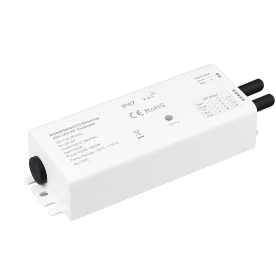 Фото товара INTELLIGENT ARLIGHT Диммер SMART-PWM-104-72-SH-WP-SUF (12-48V, 4x5A, IP67, 2.4G)  (IARL, IP67 Пластик, 5 лет)