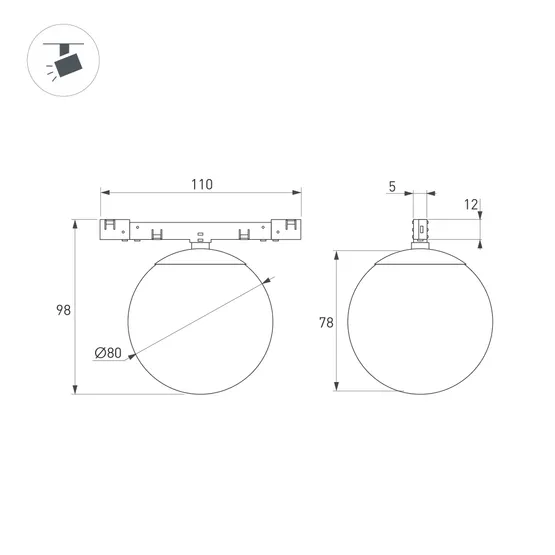 Фото #5 товара Светильник MAG-MICROCOSM-SFERO-R80-7W Warm3000 (BK, 230 deg, 24V) (Arlight, IP20 Металл, 5 лет)