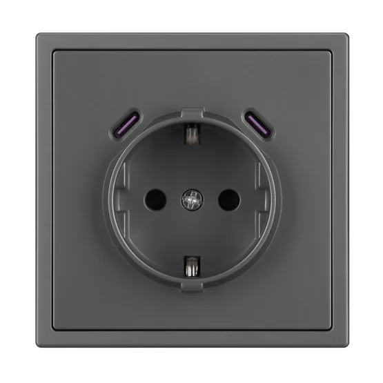 Фото #4 товара Механизм розетки с USB зарядкой SCT-NOBE-MUCC-SFPL-GR (230V, 16A) (Arlight, -)