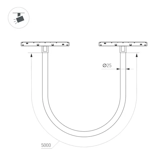 Фото #6 товара Светильник MAG-ORIENT-TUBE-ELASTIC-R25-L5000-70W Day4000 (BK, 360 deg, 48V, DALI) (Arlight, IP20 Металл, 3 года)