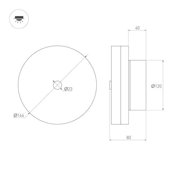 Фото #3 товара Светильник SP-MENTA-WALL-R165-12W Warm2700 (BK, 130 deg, 230V) (Arlight, IP20, Мрамор, 5 лет)