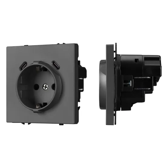 Фото #1 товара Механизм розетки с USB зарядкой SCT-NOBE-MUCC-SFPL-GR (230V, 16A) (Arlight, -)