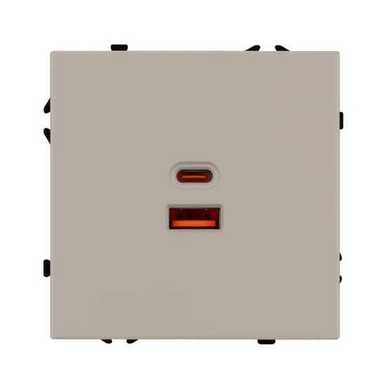 Фото #2 товара Механизм розетки с быстрой USB зарядкой SCT-NOBE-MUAC-SFPL-FC-CA (65W, QC3) (Arlight, Кашемир)