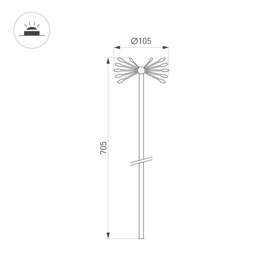 Фото #3 товара Светильник KT-DANDEL-BOLL-H705-0.5W Warm3000 (WH, 24 deg, 24V) (Arlight, IP65 Металл, 3 года)