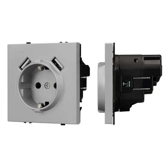 Фото #1 товара Механизм розетки с USB зарядкой SCT-NOBE-MUAA-SFPL-IS (230V, 16A)  (Arlight, Никель)