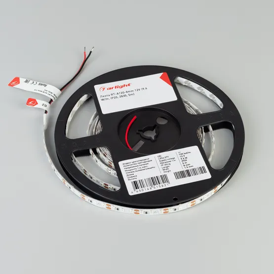 Фото #3 товара Светодиодная лента RT-A120-8mm 12V Yellow (9.6 W/m, IP20, 2835, 5m) (Arlight, 9.6 Вт/м, IP20)