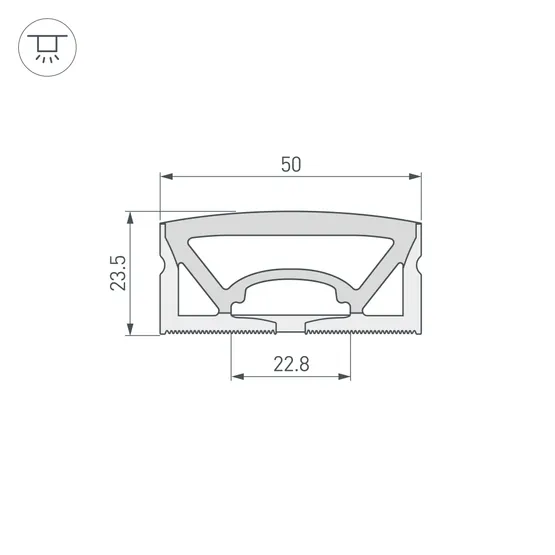 Фото #2 товара Силиконовый профиль WPH-FLEX-5025-TOP-S23-5m WHITE (Arlight, Силикон)