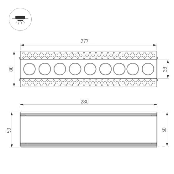 Фото #6 товара Светильник MS-ORIENT-BUILT-TRIMLESS-TC-S38x277-20W Day4000 (WH-BK, 30 deg, 230V) (Arlight, IP20 Металл, 5 лет)